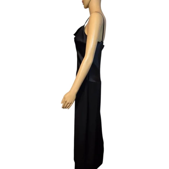 Tahari Dress Evening Drop Waist Cowl Neck Spagetti Strap Black Women Size 8 - Picture 4 of 16